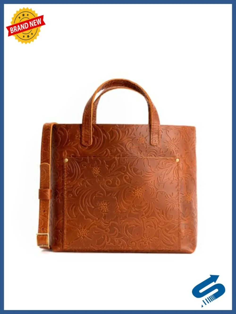 Medium Full-Grain Leather Crossbody Tote for Women Handmade